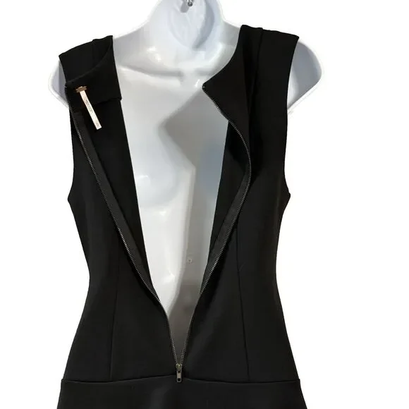 Free People Women Dress Size S Black Solid Sheath Short Sleeveless Cotton Casual - Picture 4 of 9